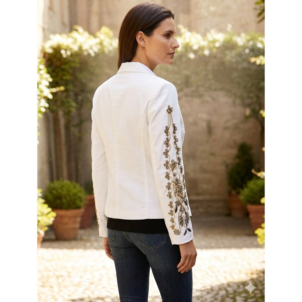Vintage Inc International  Concepts Beaded sleeves Cotton Jacket XL Bust 40"